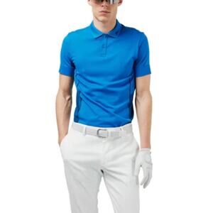 J. Lindeberg AI Mens Golf Polo Skydiver Blue Black Sz Large NWT Moisture Wicking